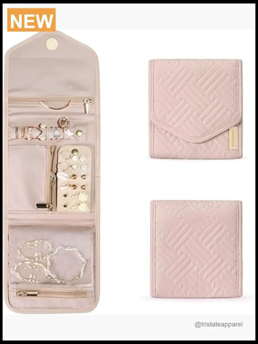 Travel Jewelry Organizer Case Foldable Jewelry Roll for Rings, Necklaces,